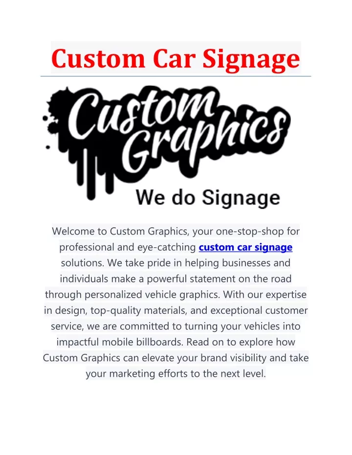 custom car signage