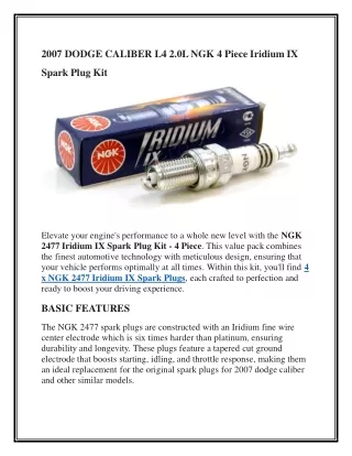 2007 dodge caliber l4 2 0l ngk 4 piece iridium