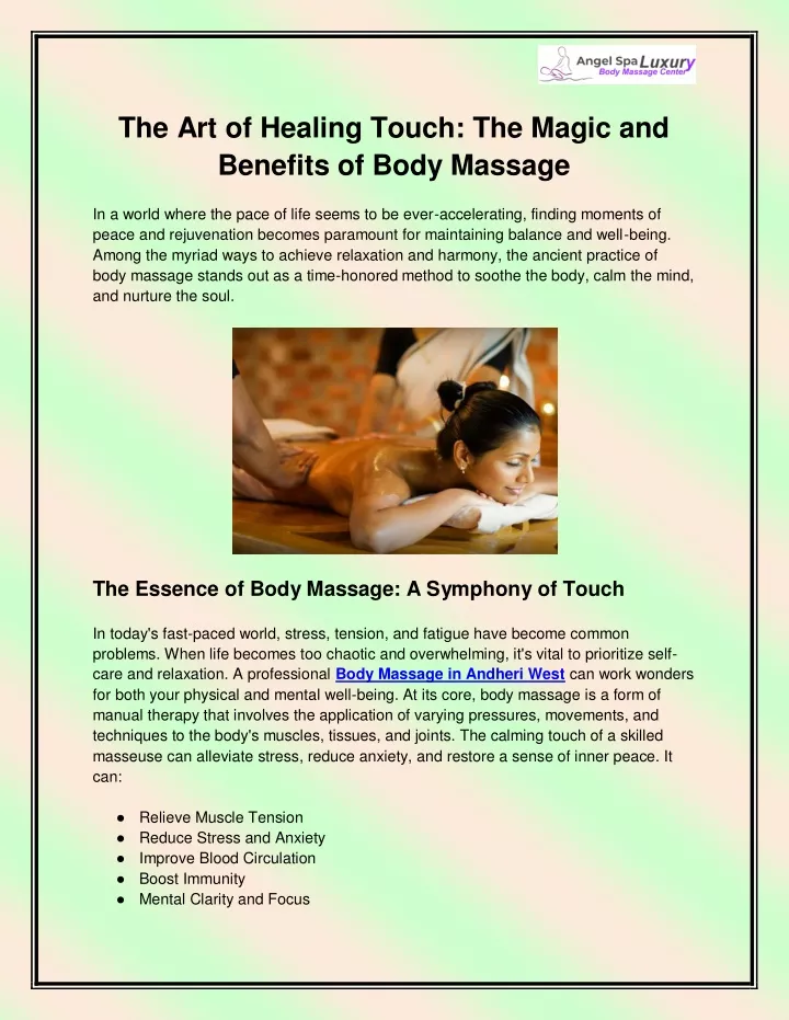 the art of healing touch the magic and benefits