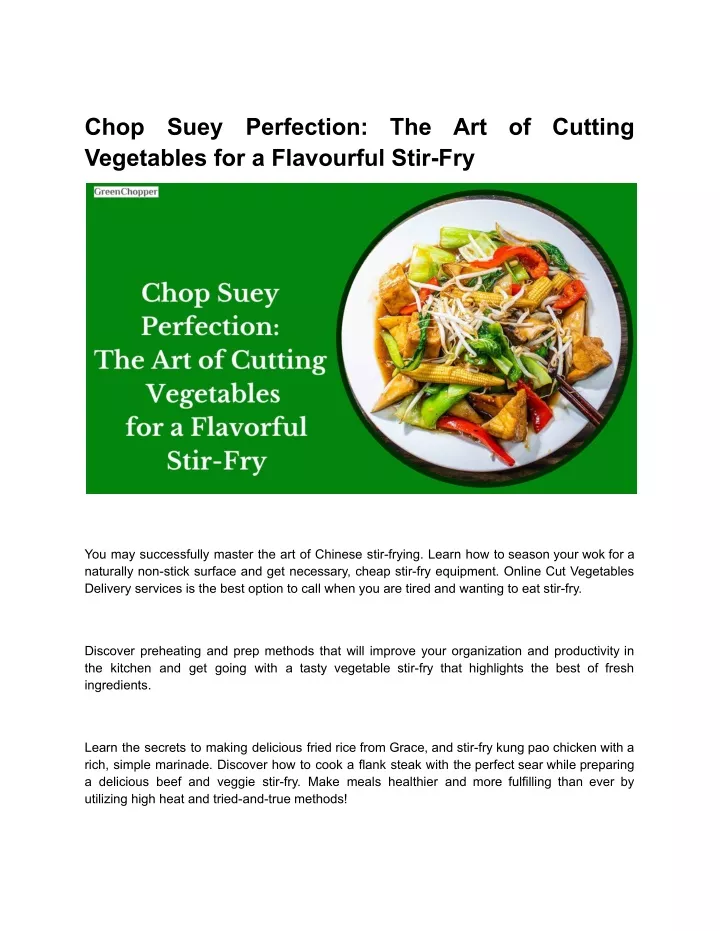 chop vegetables for a flavourful stir fry