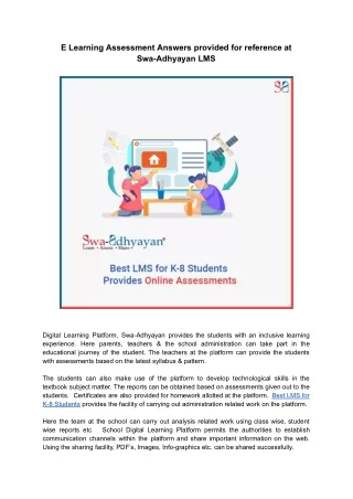 e learning assessment answers provided