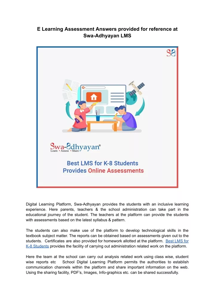 e learning assessment answers provided