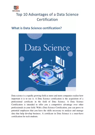 Top 10 Advantages of a Data Science Certification