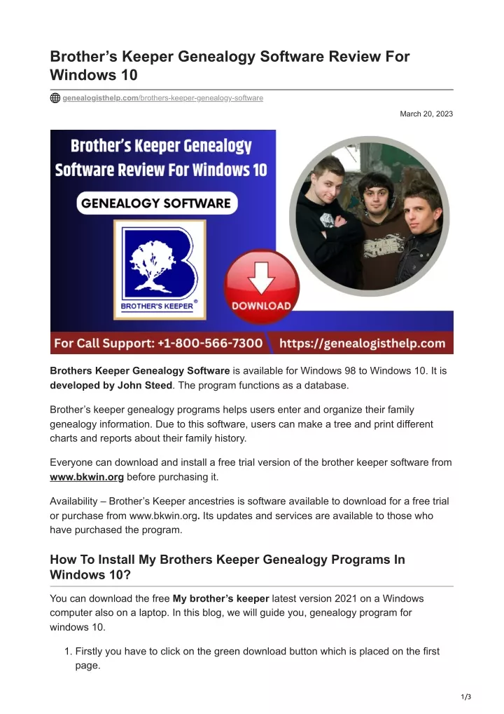 brother s keeper genealogy software review