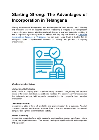 Starting Strong: The Advantages of Incorporation in Telangana