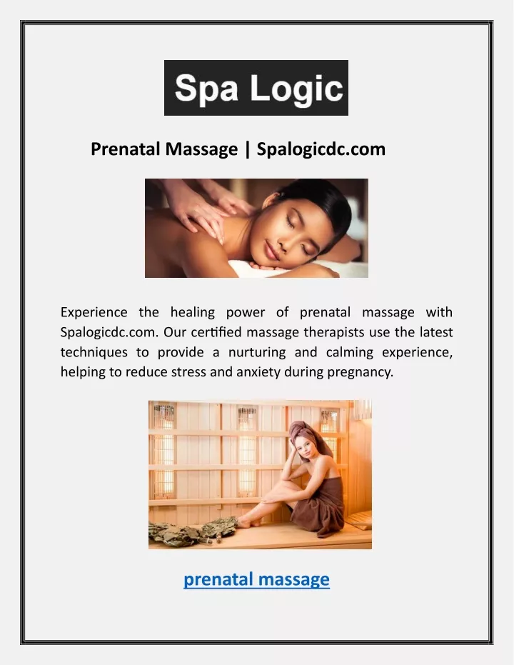 prenatal massage spalogicdc com