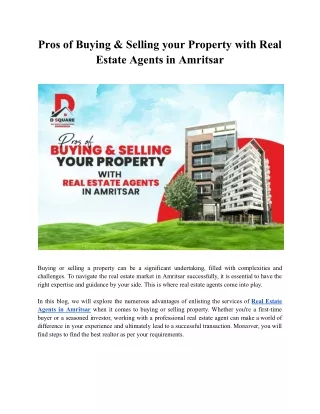 Pros of Buying & Selling your Property with Real Estate Agents in Amritsar