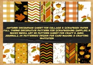 Download autumn decoupage sheet for collage and scrapbook paper fall theme decorative pattern for scrapbooking supplies