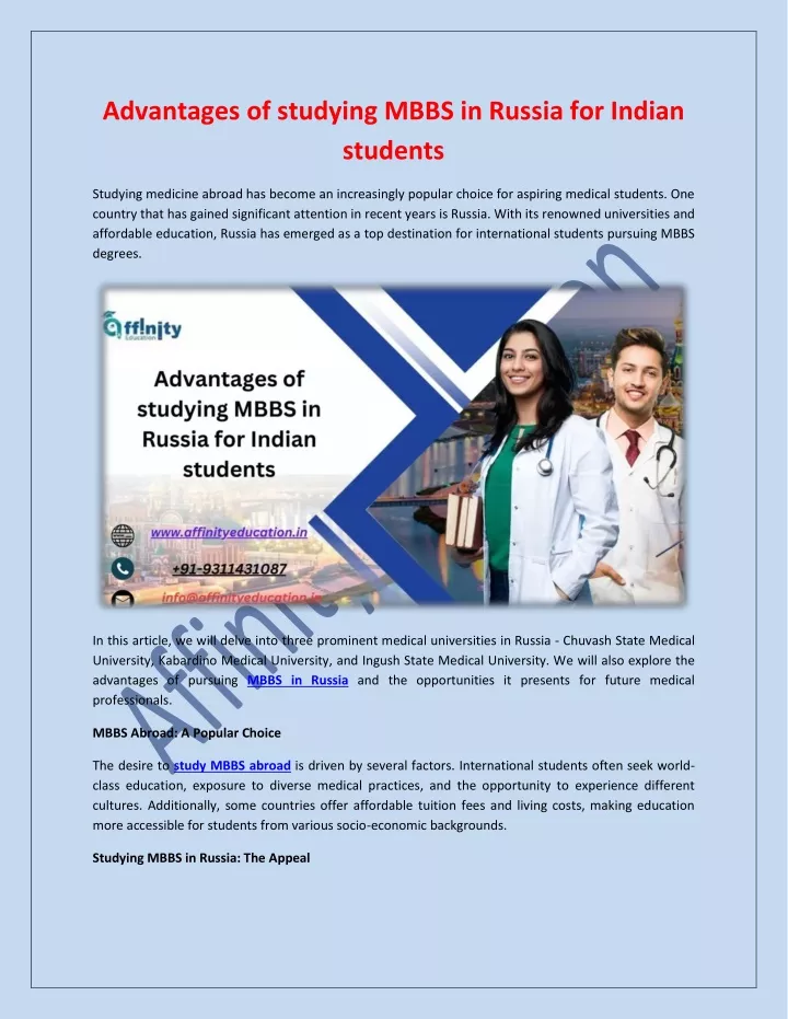 advantages of studying mbbs in russia for indian