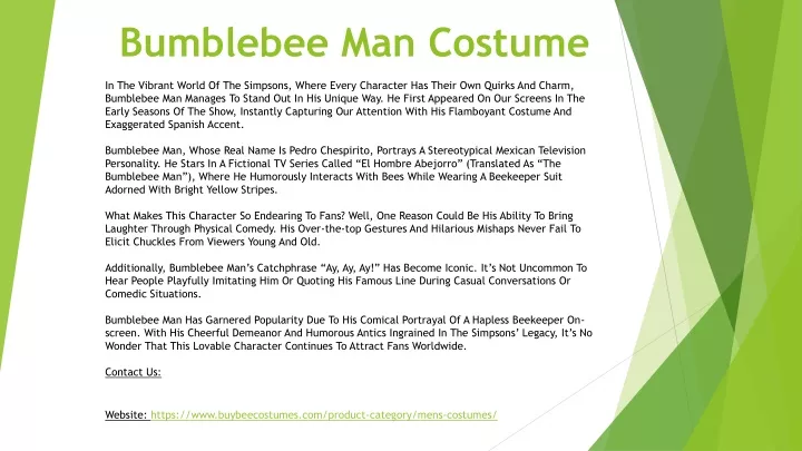 bumblebee man costume