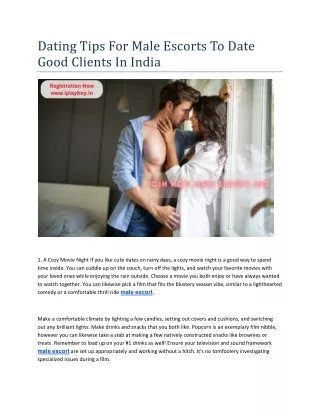 Dating Tips For Male Escorts To Date Good Clients In India