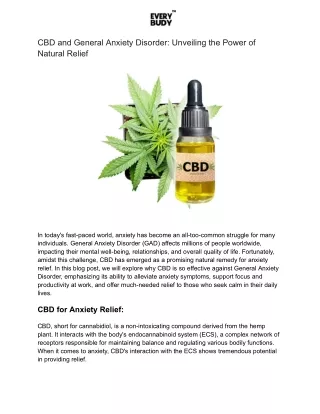 CBD and General Anxiety Disorder_ Unveiling the Power of Natural Relief.