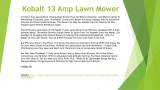 Kobalt 13 Amp Lawn Mower