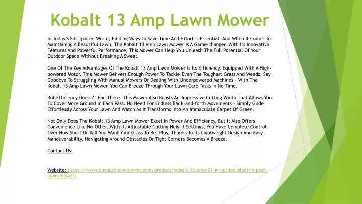 kobalt 13 amp lawn mower