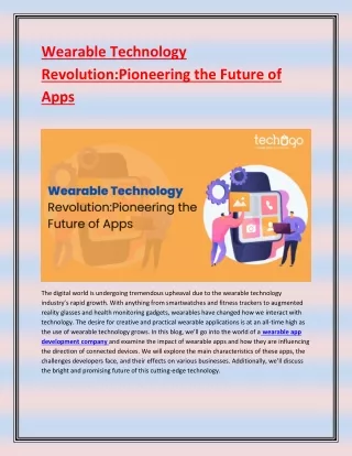 wearable technology revolution pioneering