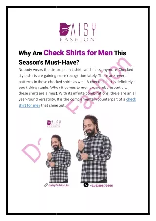 Why Are Check Shirts for Men This Season's Must Have