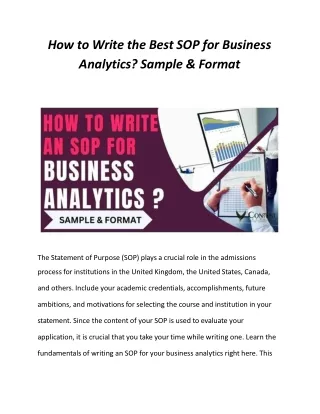 how to write the best sop for business analytics sample format