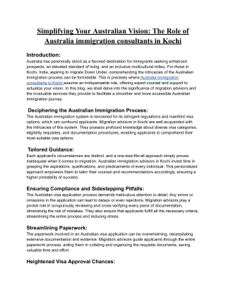 Simplifying Your Australian Vision_ The Role of Australia immigration consultants in Kochi