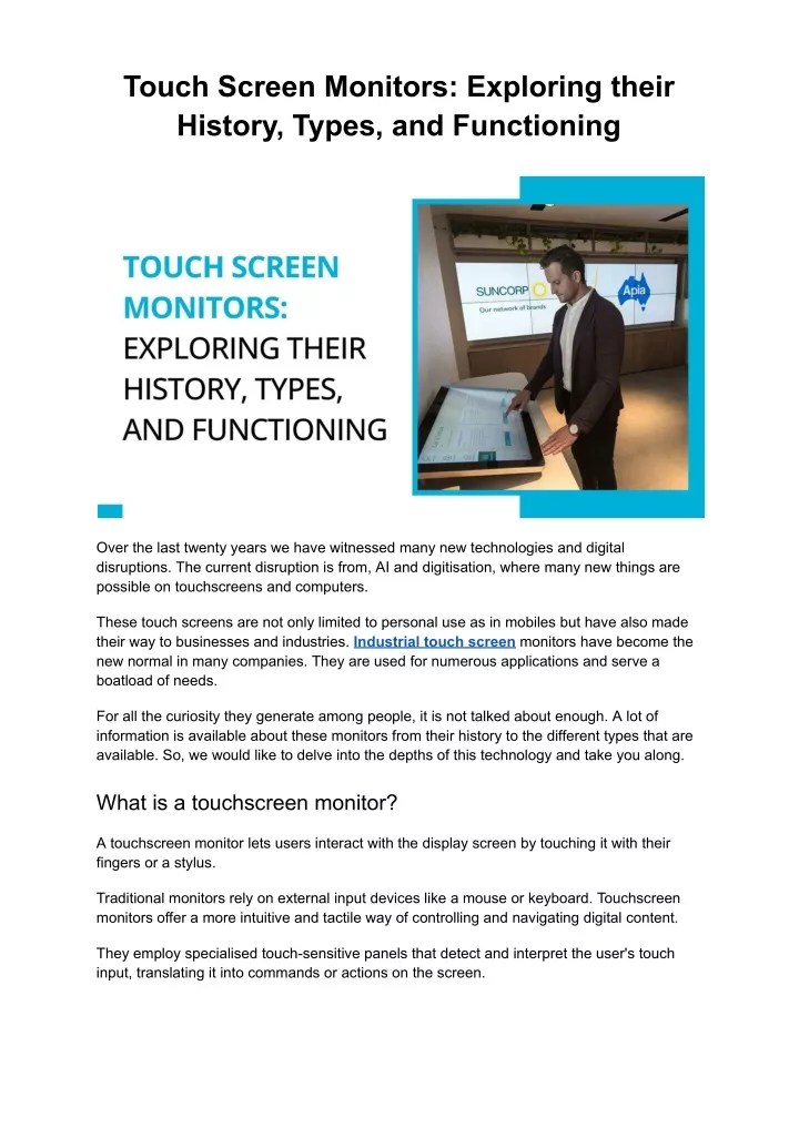 touch screen monitors exploring their history