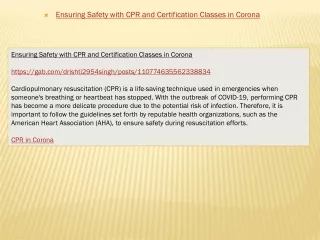 Ensuring Safety with CPR and Certification Classes in Corona