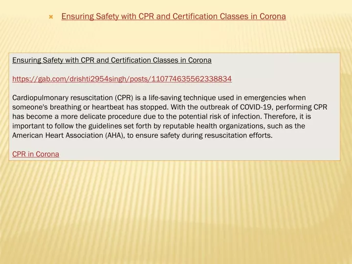 ensuring safety with cpr and certification classes in corona