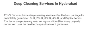 Deep Cleaning Services In Hyderabad