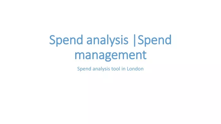 spend analysis spend management