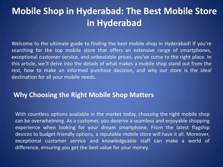 mobile shop in hyderabad the best mobile store