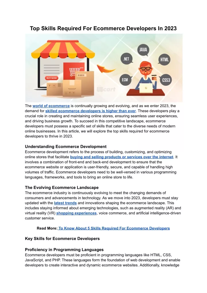 top skills required for ecommerce developers