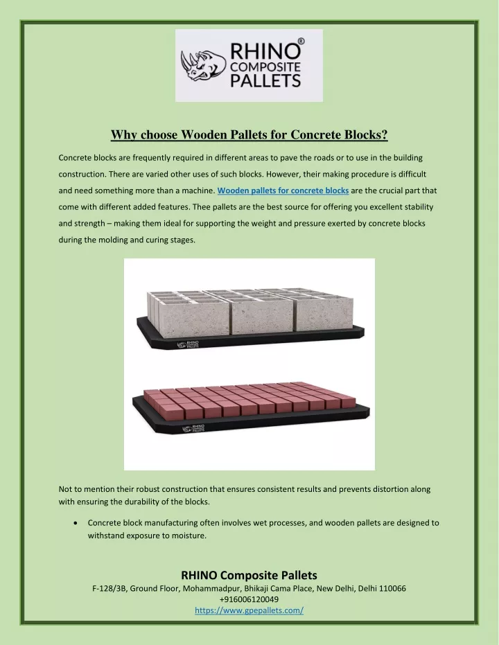 why choose wooden pallets for concrete blocks