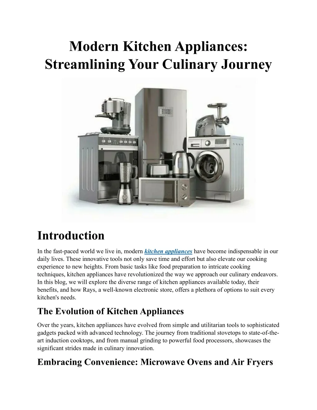 PPT - Modern Kitchen Appliances: Streamlining Your Culinary Journey ...