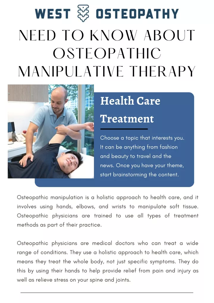 need to know about osteopathic manipulative