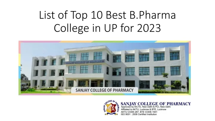list of top 10 best b pharma college in up for 2023