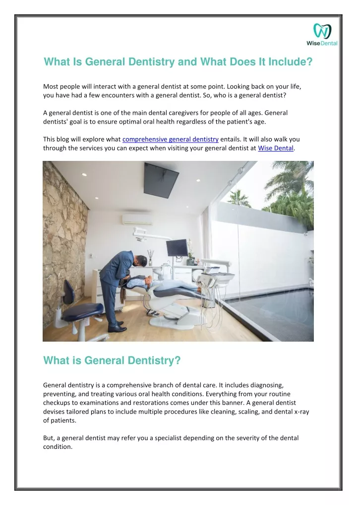 what is general dentistry and what does it include