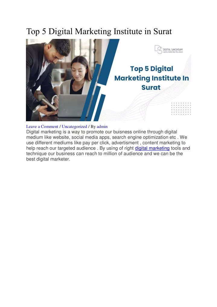 top 5 digital marketing institute in surat
