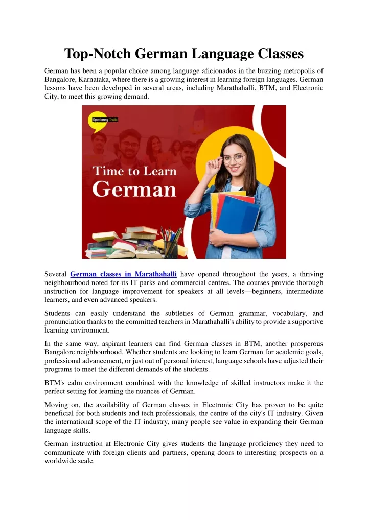 top notch german language classes