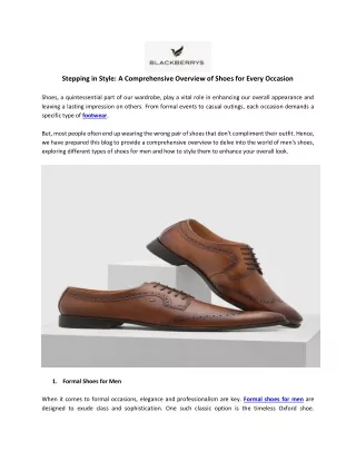 Stepping in Style A Comprehensive Overview of Shoes for Every Occasion