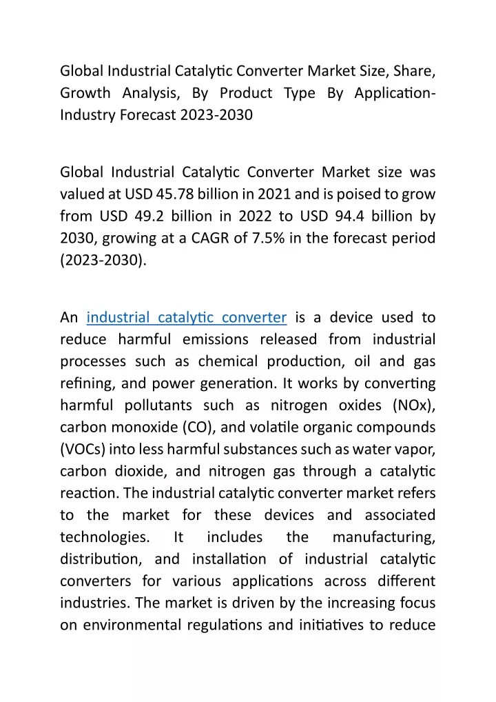 global industrial catalytic converter market size