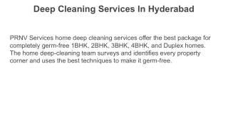 Deep Cleaning Services In Hyderabad