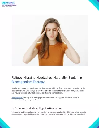 Relieve Migraine Headaches Naturally: Exploring Biomagnetism Therapy