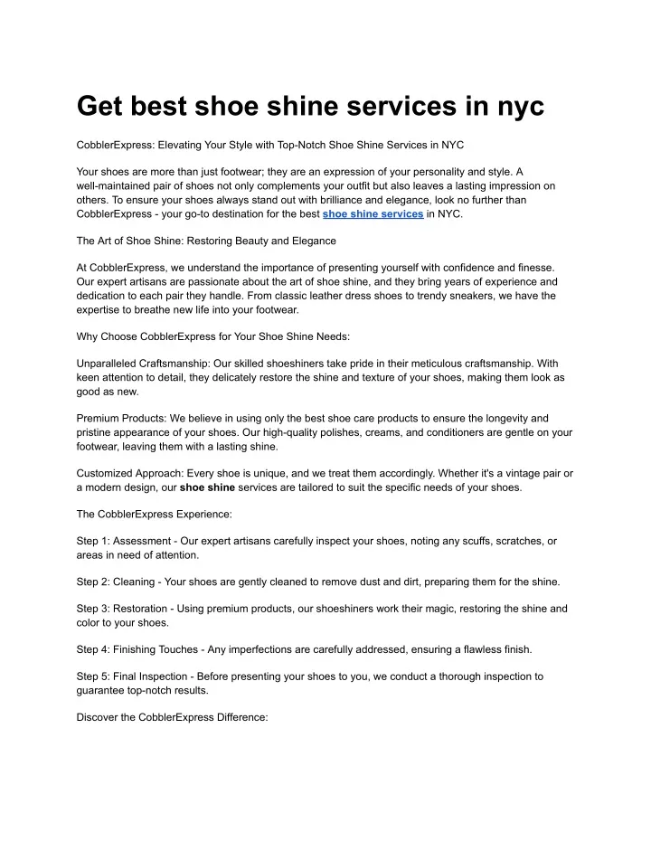 get best shoe shine services in nyc