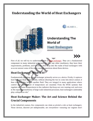 Understanding the World of Heat Exchangers