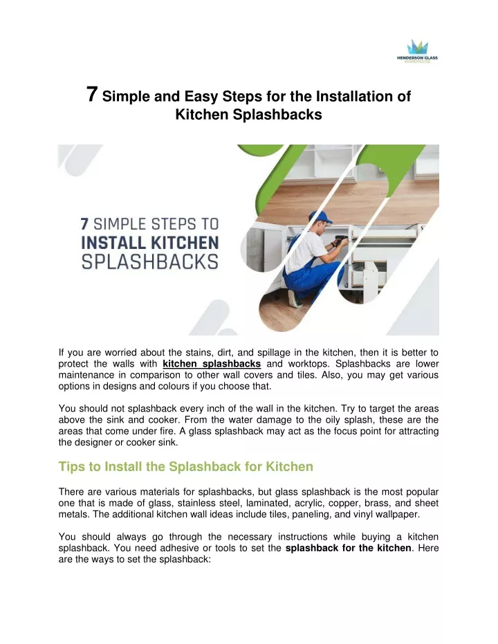 7 simple and easy steps for the installation