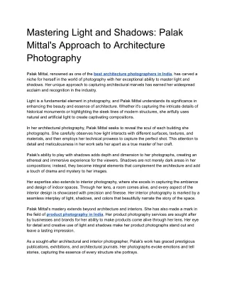 mastering light and shadows palak mittal