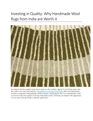 Why Handmade Wool Rugs from India are Worth it