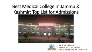 Best Medical College in Jammu & Kashmir Top List for Admissions