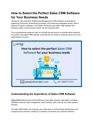 How to Select the Perfect Sales CRM Software for Your Business Needs