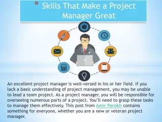 Success in Project Management: Emulating Amir Parekh's Skills