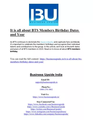 it is all about bts members birthday dates