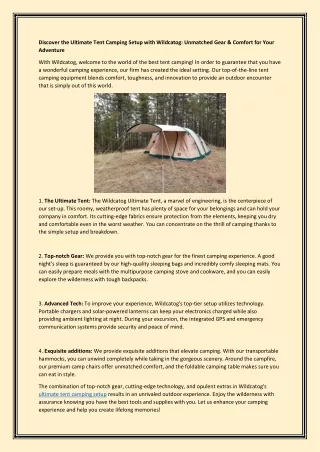 Free Pdf The Ultimate Tent Camping Setup with Wildcatog